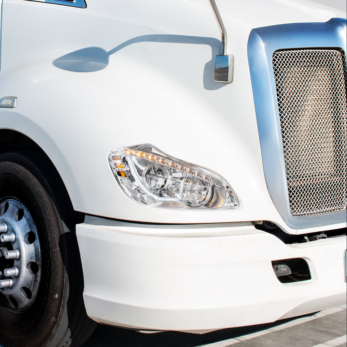 High Power 45 LED Chrome Headlight With Sequential Turn Signal For 2013-2021 Kenworth T680-Passenger