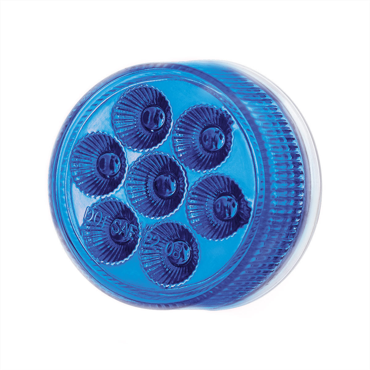 7 LED 2" Round Double Fury Light (Clearance/Marker) - Amber & Blue LED/Clear Lens