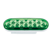 13 LED 6" Oval Double Fury Light (Turn Signal)-Amber & Green LED/Clear Lens