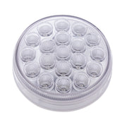 19 LED 4" Round Double Fury Light (Stop, Turn, Tail) With Warning Light - Red & Amber LED/Clear Lens