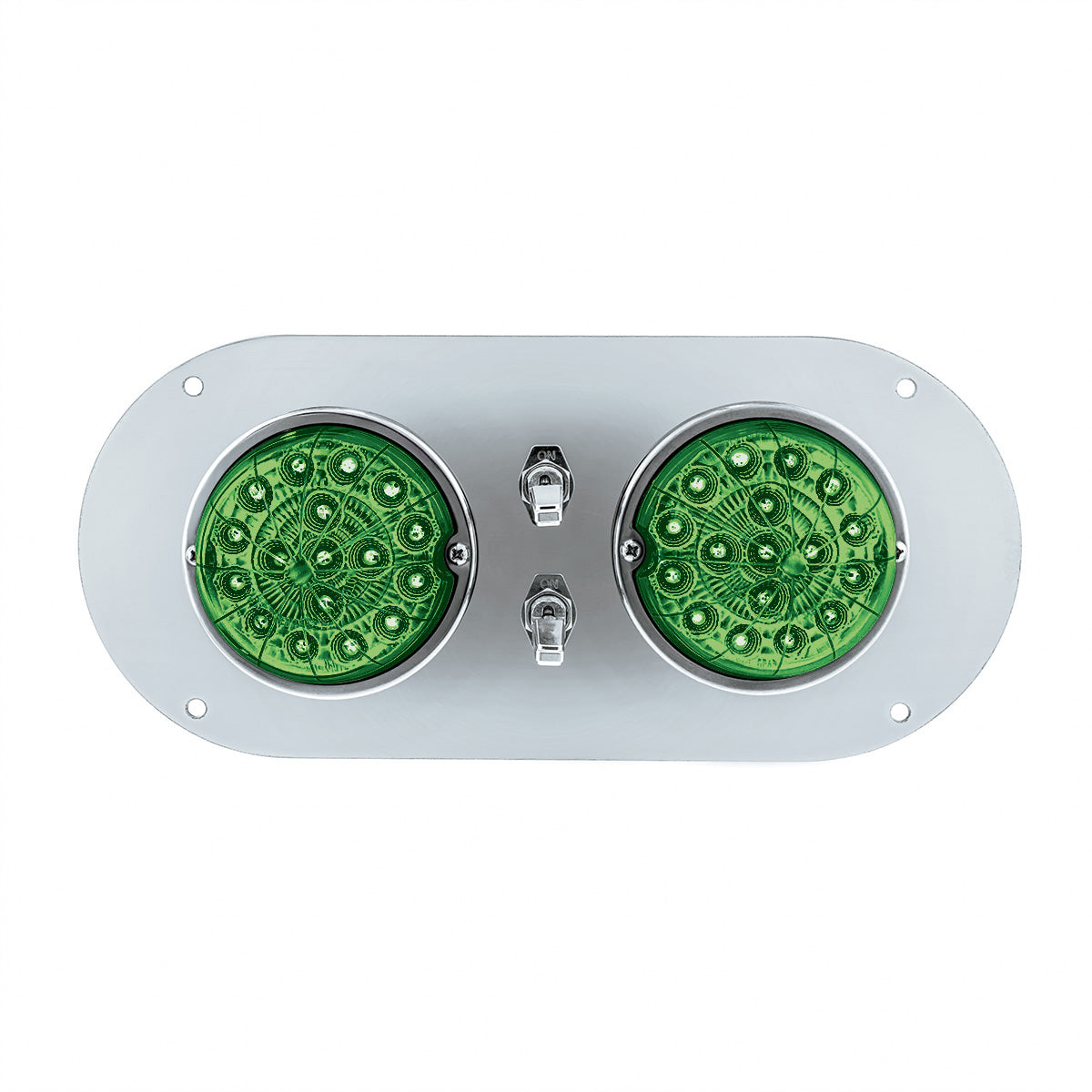304 SS Above Door Dome Light Kit With 2 X 17 LED Double Fury Watermelon For KW & PB Trucks-Amber & Green LED