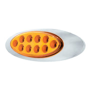 10 LED Oval Double Fury Light With Clear Lens & Chrome Bezel (Clearance/Marker) - Amber & Red LED/Clear Lens