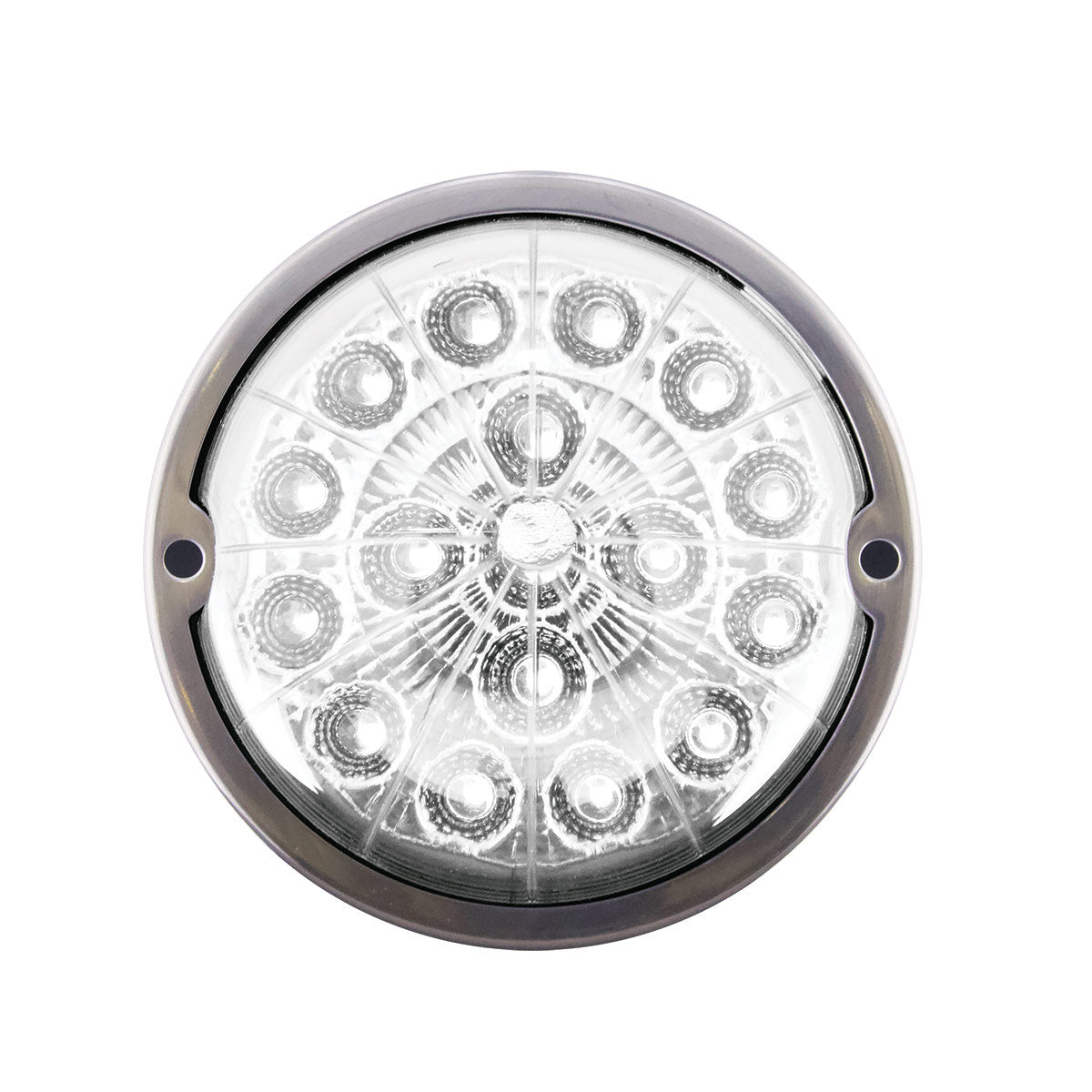 17 LED Watermelon Double Fury Light Flush Mount Kit With Low Profile SS Bezel - Red & White LED/Clear Lens