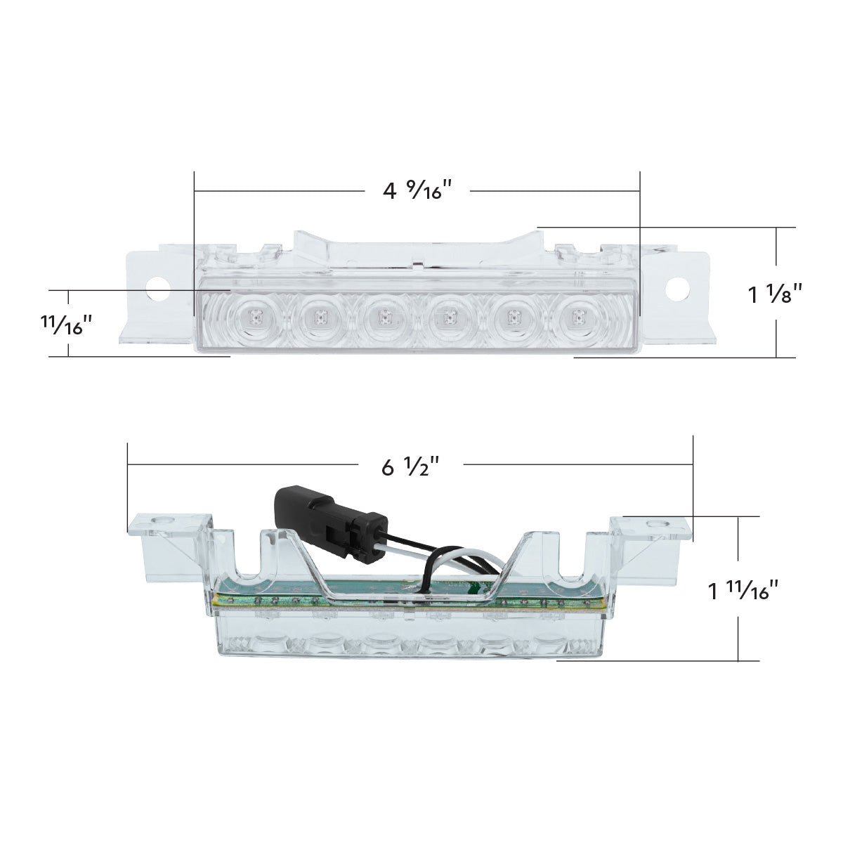 6 LED Competition Series Exterior Visor Light For 1996-2024 Volvo VNL-Amber LED/Clear Lens