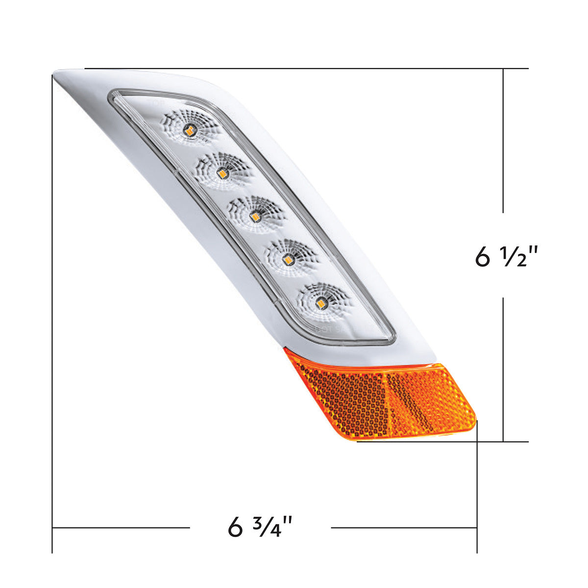 Double Fury 5 LED Fender Turn Signal Light For 2012-2021 Peterbilt 579-Amber & White LED,Passenger