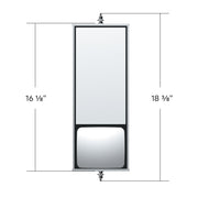6" X 16" 430 Stainless Steel West Coast Mirror With Convex Lower Mirror - Non Heated