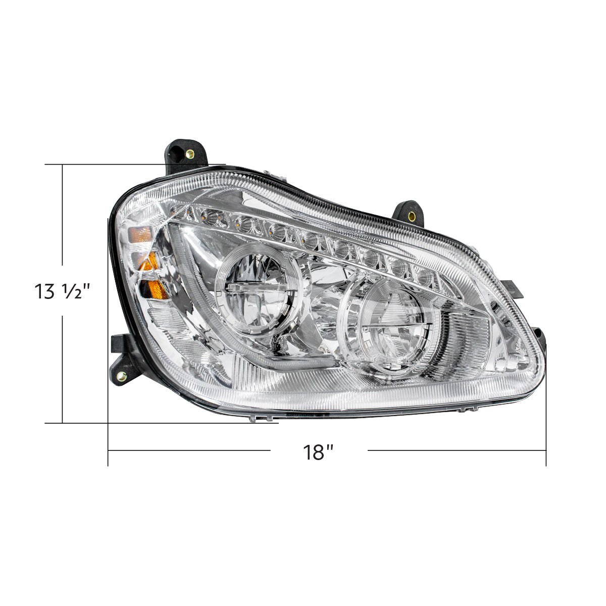 High Power 45 LED Chrome Headlight With Sequential Turn Signal For 2013-2021 Kenworth T680-Passenger