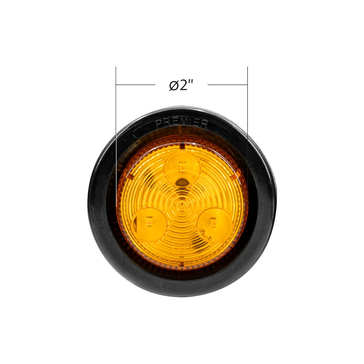 3 LED 2" Round Low Profile Light Kit (Clearance/Marker) - Amber LED/Lens