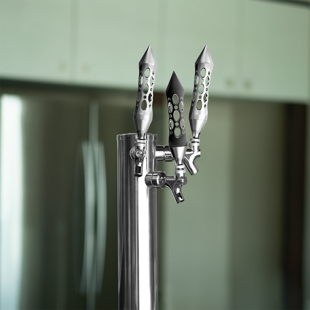Daytona Style Spike Grip Handle With Beer Tap Adapter - Chrome