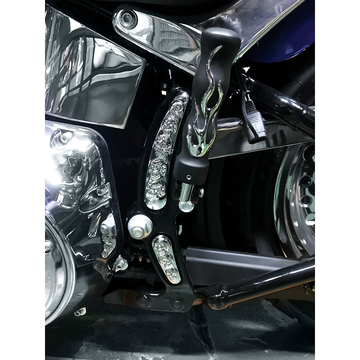 Chrome Skull Swing Arm Accent Set For Harley Motorcycle