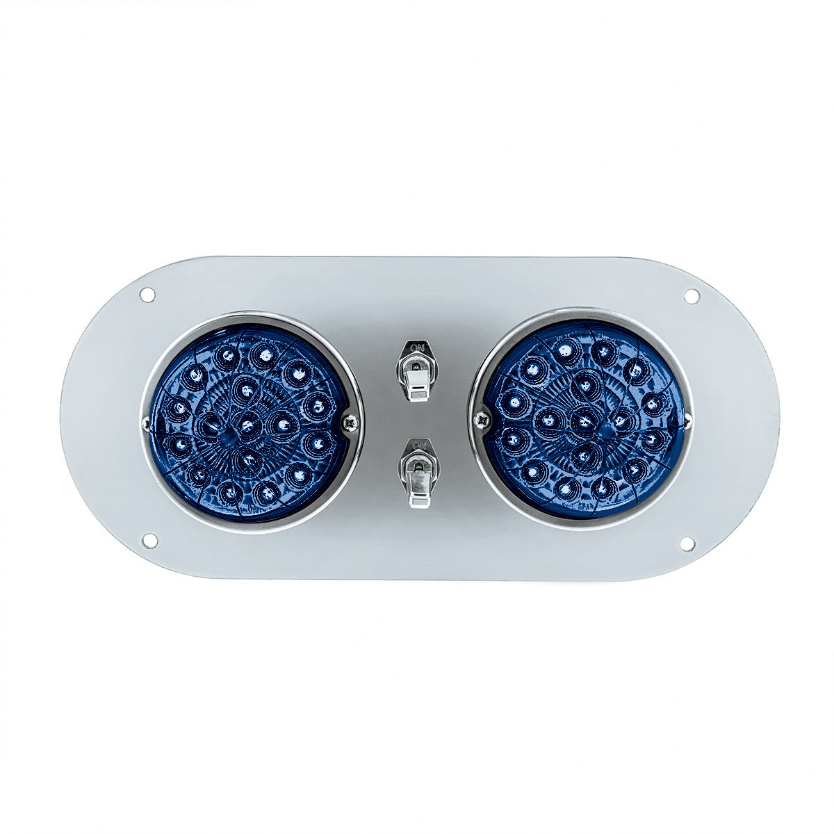 304 SS Above Door Dome Light Kit With 2 X 17 LED Double Fury Watermelon For KW & PB Trucks-Amber & Blue LED