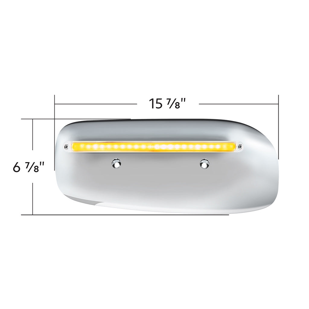 24 LED GloLight Rear Headlight Housing Cover For 2008-2023 Peterbilt 389 (Driver)- Amber LED/Clear Lens