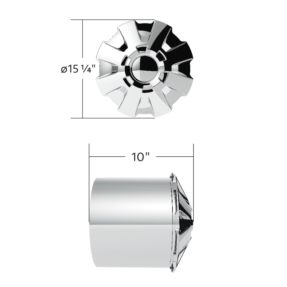 Rubicon Rear Axle Cover Kit With 33mm Thread-On Nut Covers-Chrome