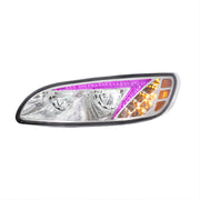 Chrome LED Headlight With Color Changing Position Light Bar For Peterbilt 386 (2005-2015) & 387 (1999-2010) - Driver