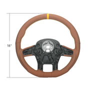 18" YourGrip GT PRO Leather Steering Wheel For 2012-2021 Peterbilt 579 & 2013-2021 Kenworth T680-Brown