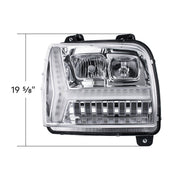 Chrome Headlight With LED DRL Light Bar & Turn Signal For 2018-2024 Kenworth W990-Passenger