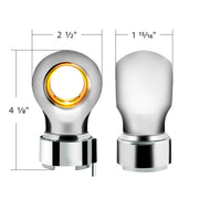Thread-On Chrome Charlotte Style Gearshift Knob With LED 9/10 Speed Adapter-Amber LED