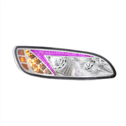 Chrome LED Headlight With Color Changing Position Light Bar For Peterbilt 386 (2005-2015) & 387 (1999-2010) - Passenger