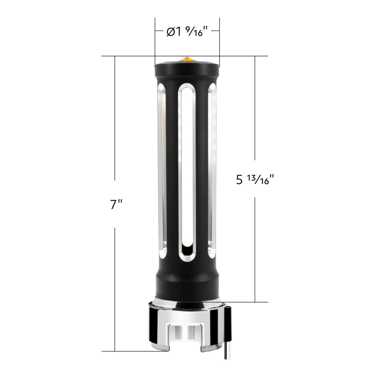 Thread-On Matte Black Sonoma Style Gearshift Knob With LED 13/15/18 Speed Adapter-Amber Crystal/Amber LED