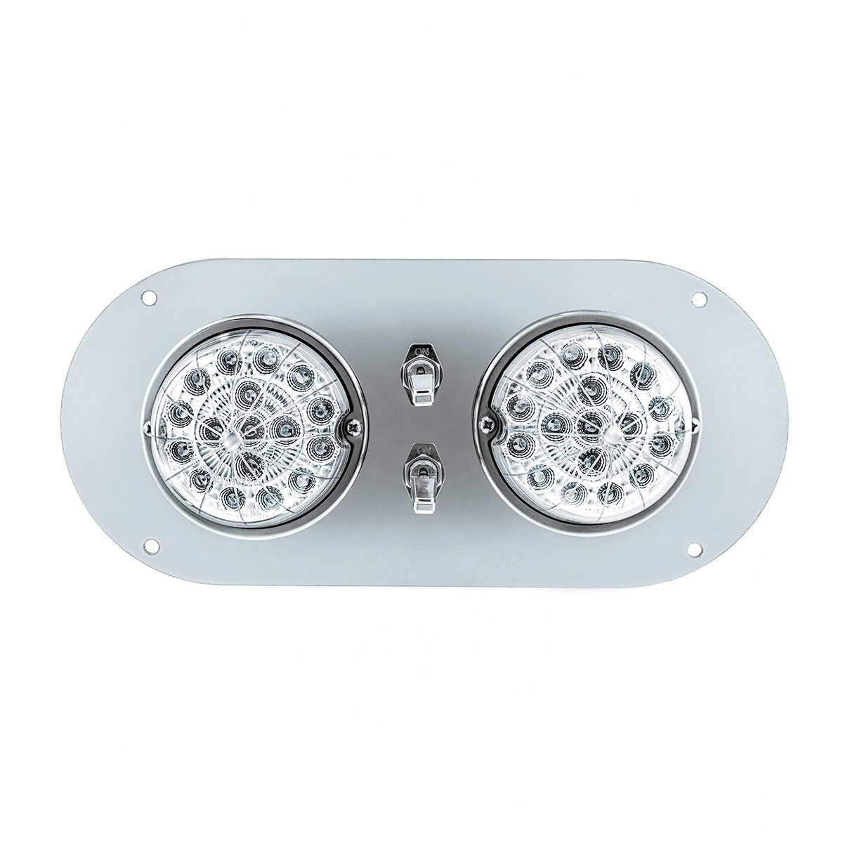 304 SS Above Door Dome Light Kit With 2 X 17 LED Double Fury Watermelon For KW & PB Trucks-Amber & Blue LED