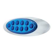 10 LED Oval Double Fury Light With Clear Lens & Chrome Bezel (Clearance/Marker) - Amber & Blue LED/Clear Lens