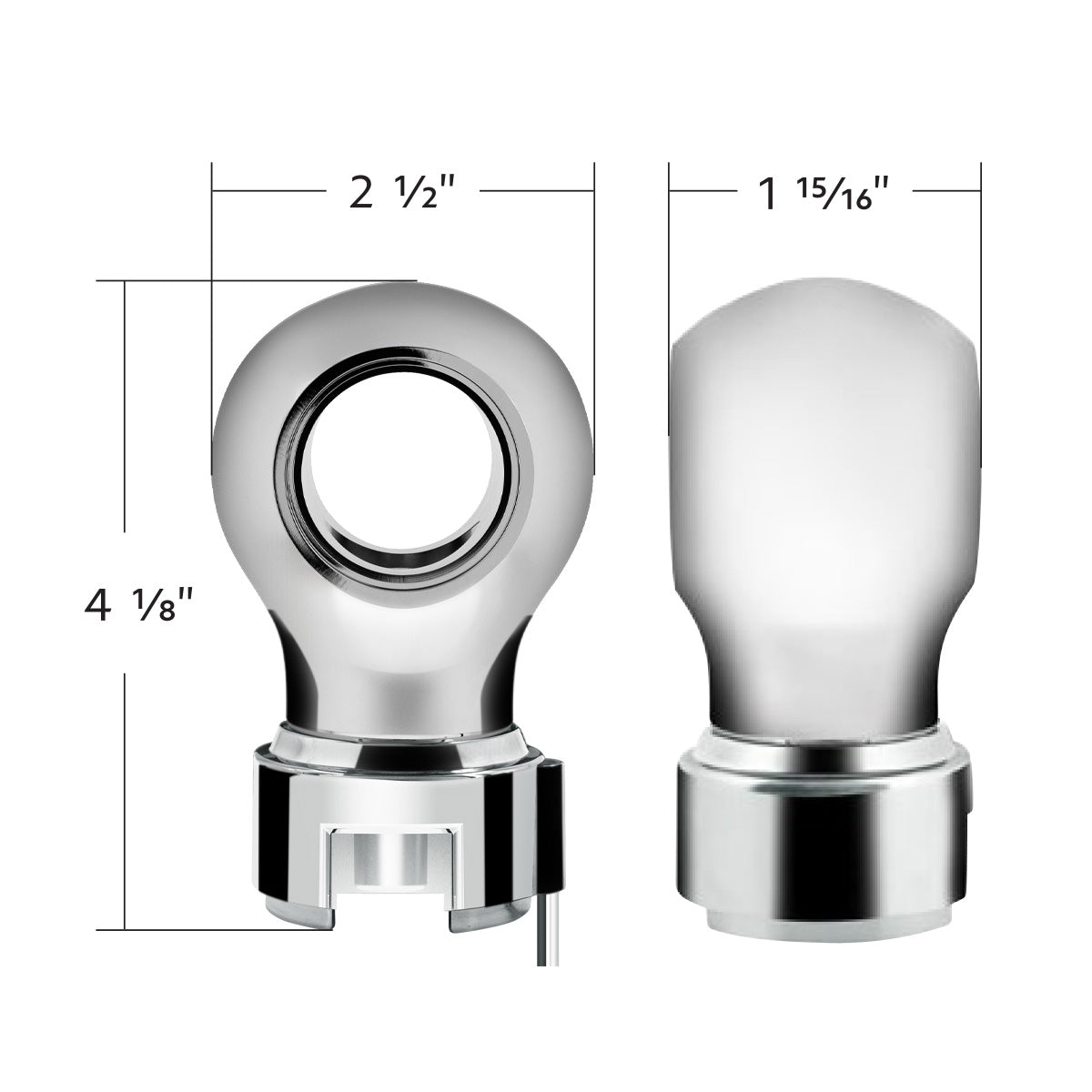 Thread-On Chrome Charlotte Style Gearshift Knob With LED 13/15/18 Speed Adapter-Purple LED