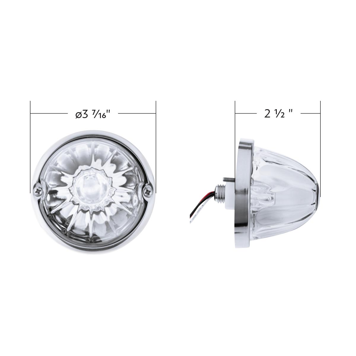 Glass Watermelon Light Kit With 2 LED Light-Amber LED/Clear Lens