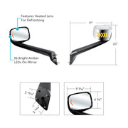 Hood Mirror Assembly W/LED Lights On Mirror Cover & Glass For 2018-2025 Cascadia - Heated/Driver