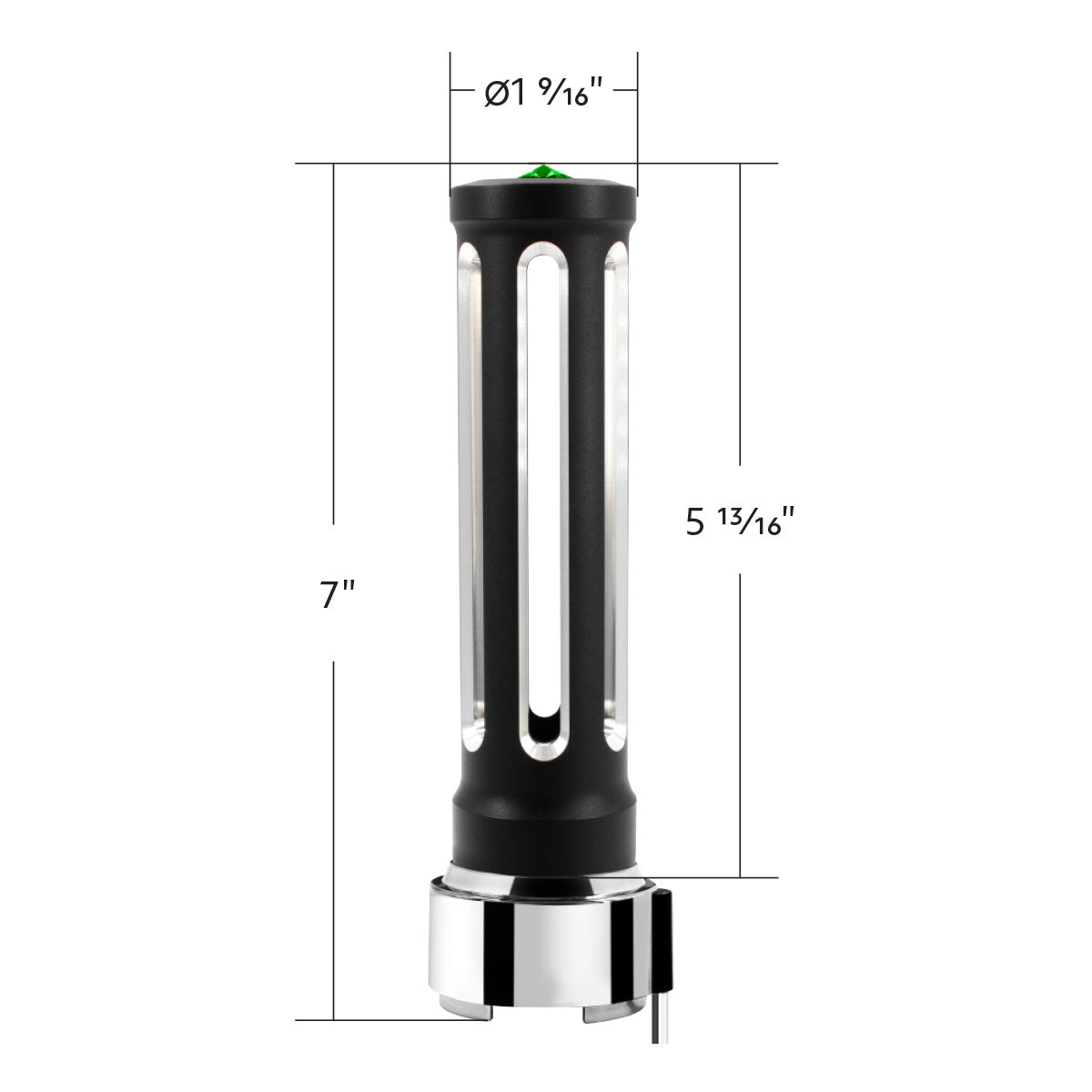 Thread-On Matte Black Sonoma Style Gearshift Knob With LED 9/10 Speed Adapter-Dark Green Crystal/Green LED