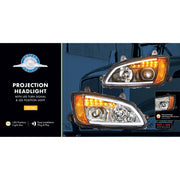 Chrome Projection Headlight With LED Turn Signal & Position Light For 2008-2017 Kenworth T660 - Driver
