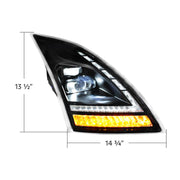 Blackout Full LED Headlight With LED Turn Signal and DRL For 2018-2024 Volvo VNL-Passenger