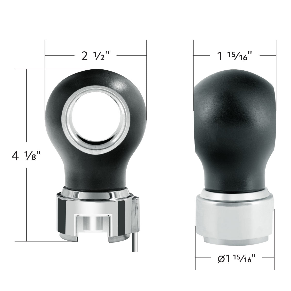 Thread-On Matte Black Charlotte Style Gearshift Knob With LED 13/15/18 Speed Adapter-White LED