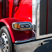 High Power LED "Blackout" Headlight With 16 LED Turn & 57 LED Bar For 2008-2024 Peterbilt 389- Passenger