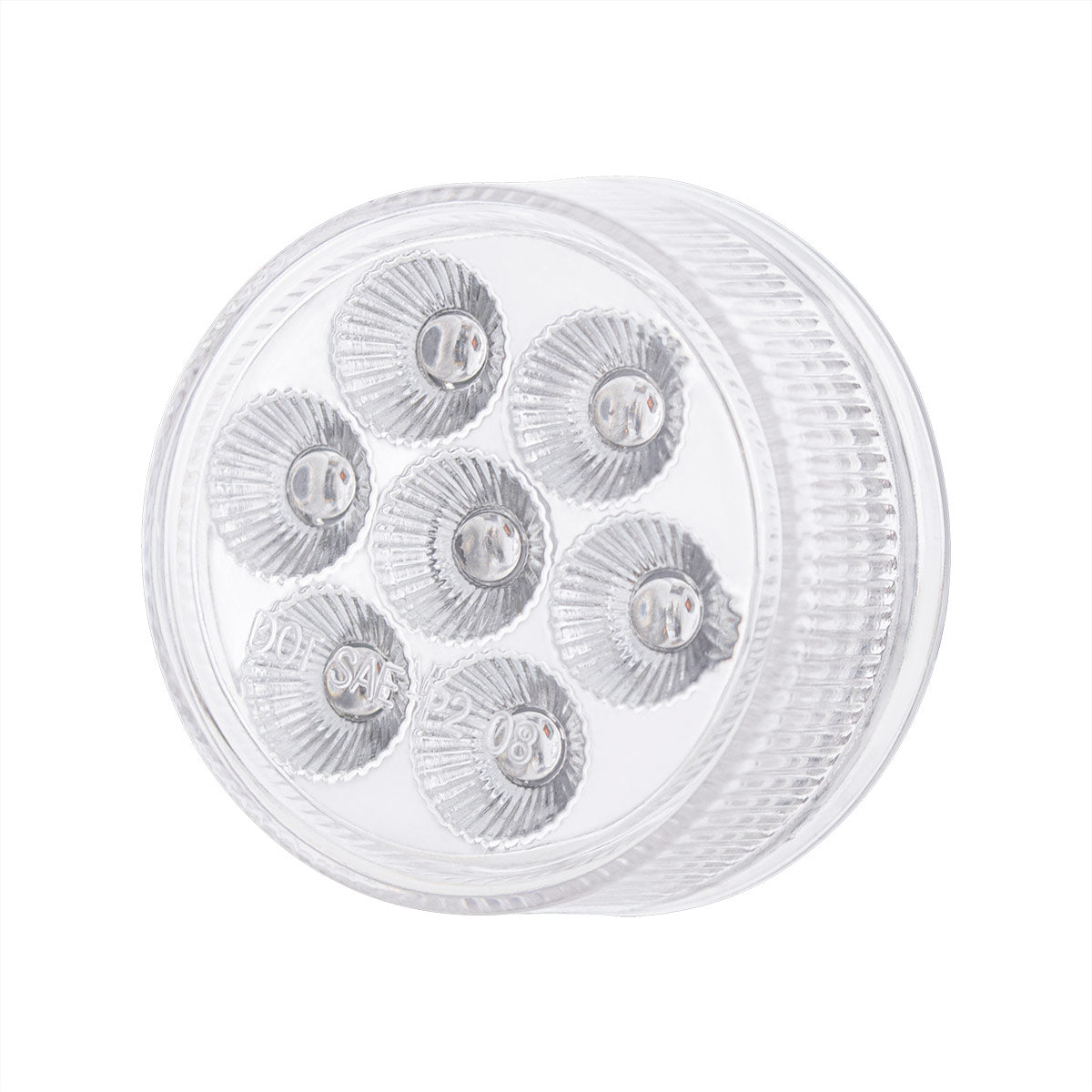 7 LED 2" Round Double Fury Light (Clearance/Marker) - Amber & White LED/Clear Lens