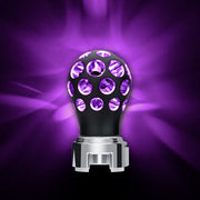 Thread-On Matte Black Phoenix Style Ball Gearshift Knob With LED 13/15/18 Speed Adapter-Purple LED