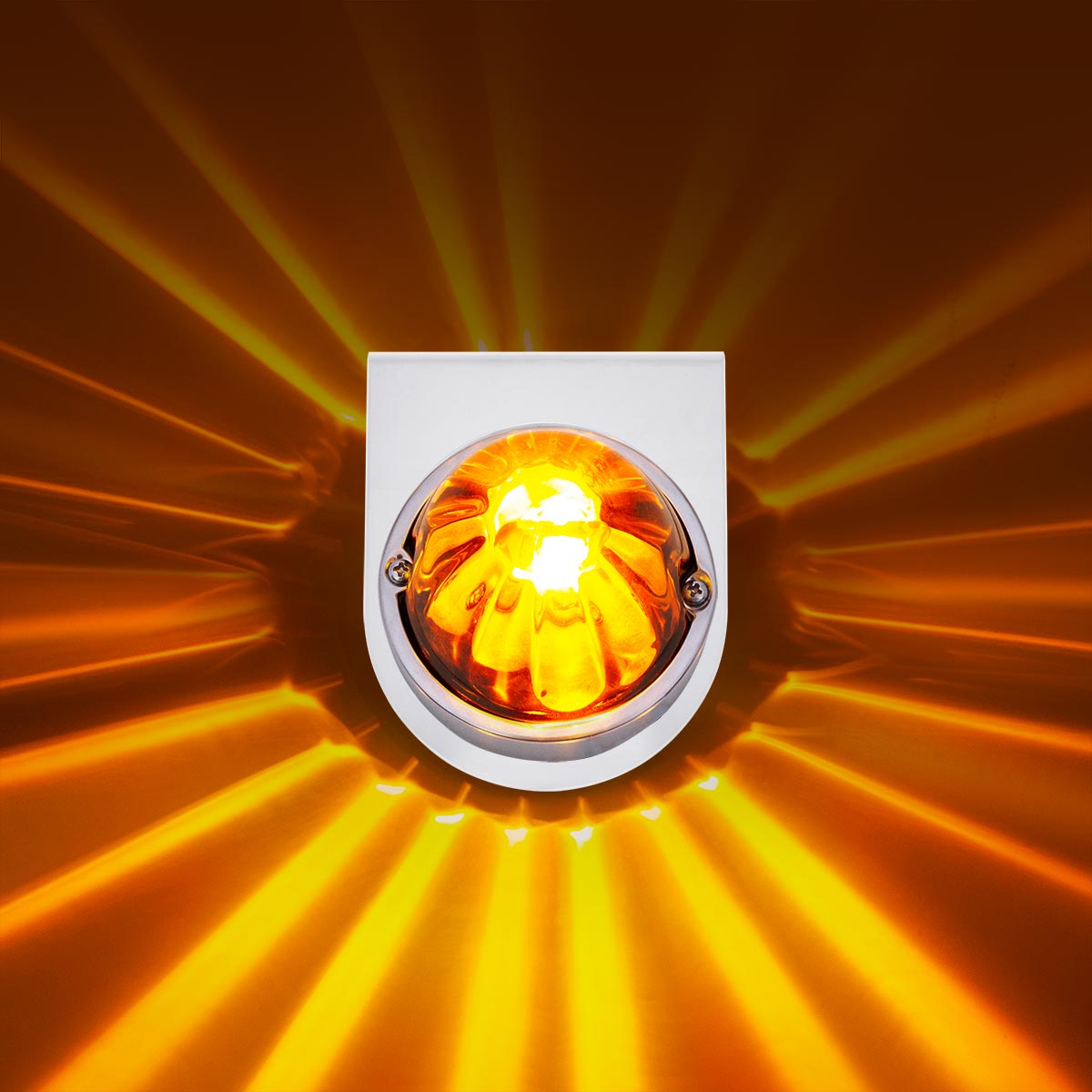 UltraBurst Glass Watermelon Light With Stainless Steel Light Bracket Kit-Amber LED/Clear Lens