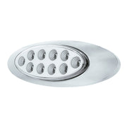 10 LED Oval Double Fury Light With Clear Lens & Chrome Bezel (Clearance/Marker) - Amber & Blue LED/Clear Lens