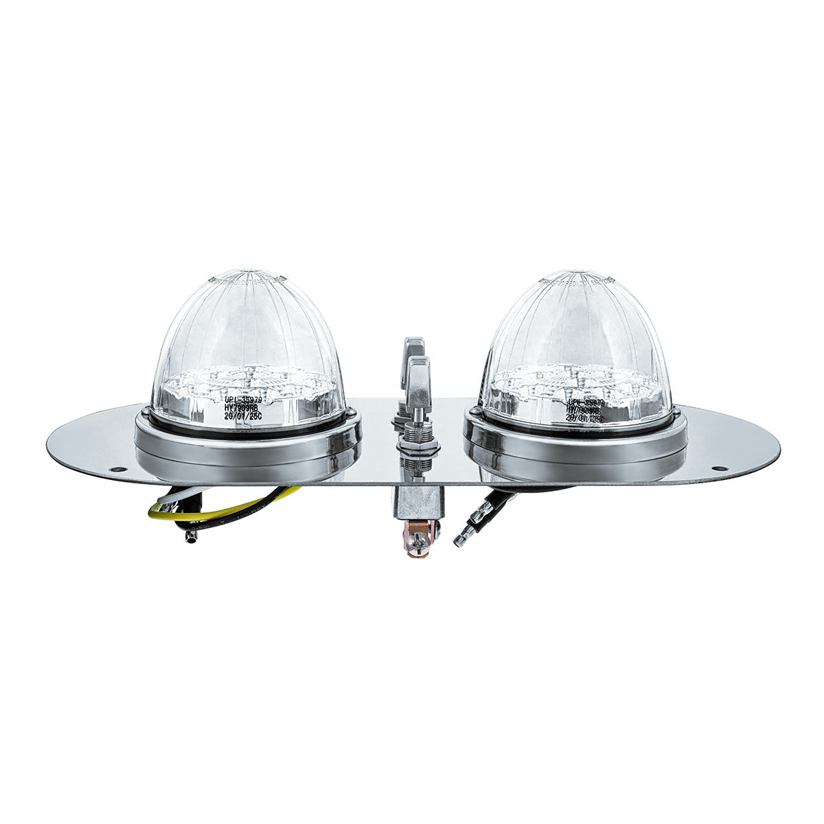 304 SS Above Door Dome Light Kit With 2 X 17 LED Double Fury Watermelon For KW & PB Trucks-Amber & Green LED