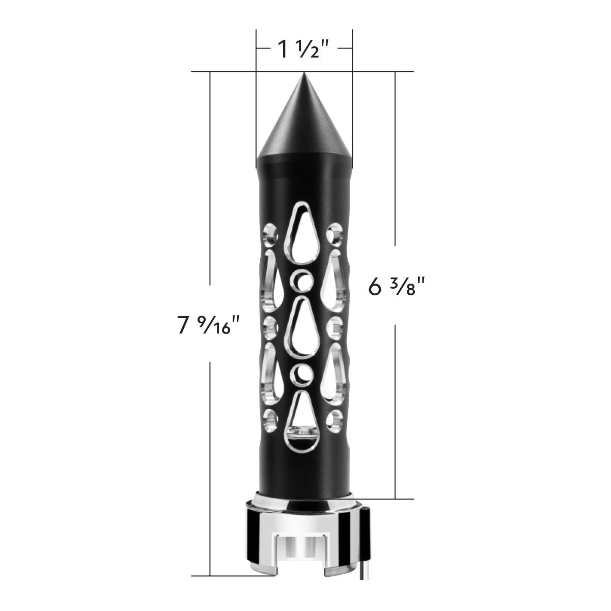 Thread-On Brooklyn Style Spike Gearshift Knob With LED 13/15/18 Speed Adapter-Matte Black/Red LED