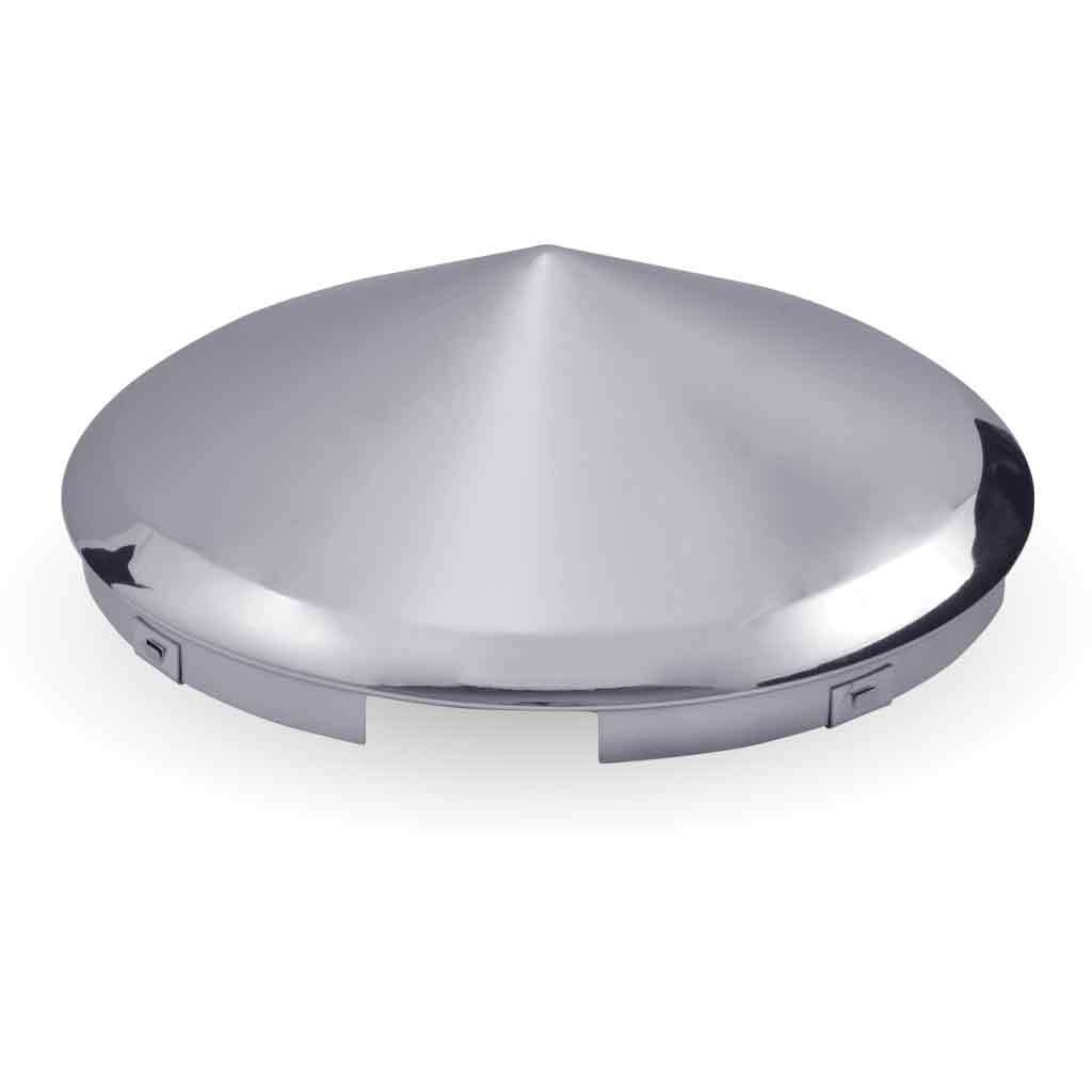 Chrome Metal Front Universal Pointed Hubcap with 4 Notches