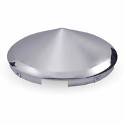 Chrome Metal Front Universal Pointed Hubcap with 5 Notches