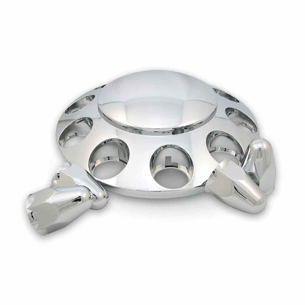 Chrome ABS Plastic Front Axle Cover Kit with Removable Center Cap & 1 1/2" Push-On Nut Covers