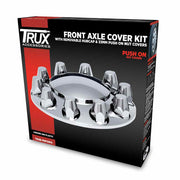 Chrome ABS Plastic Front Axle Cover Kit with Removable Center Cap & 33mm Push On Nut Covers