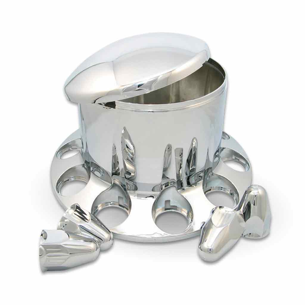 Chrome ABS Plastic Rear Axle Cover Kit with Removable Center Cap & 1 1/2" Push-On Nut Covers