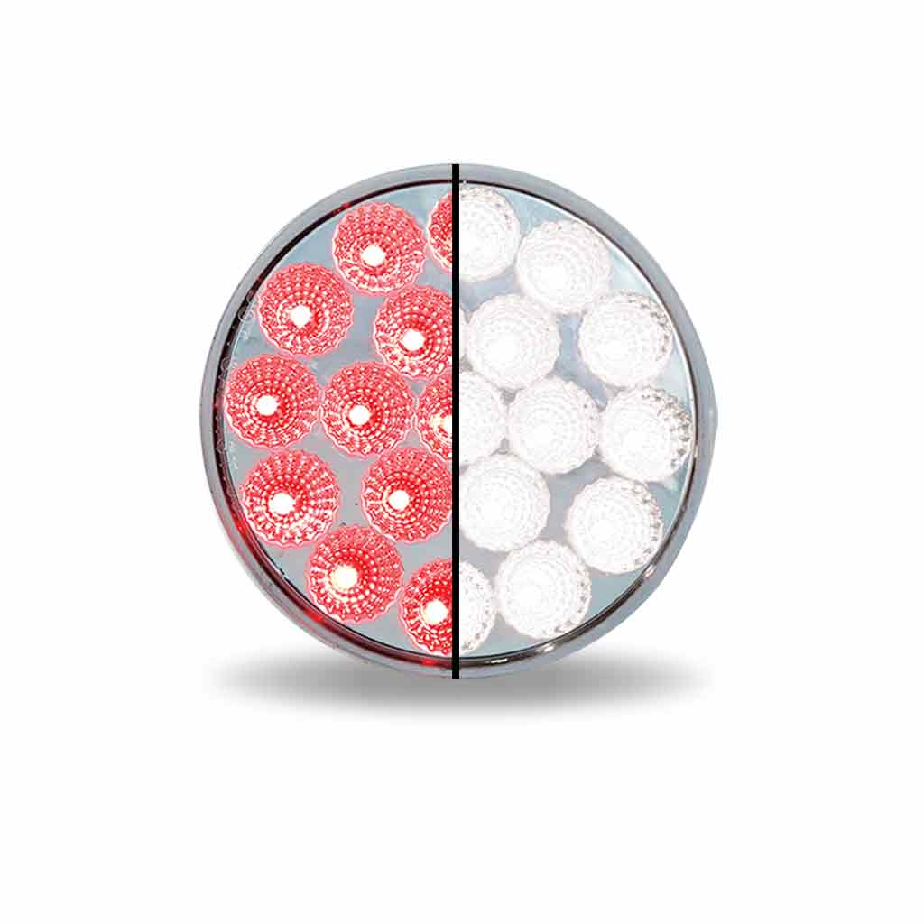 4" Dual Revolution Red Stop, Turn & Tail to White Back Up LED Light