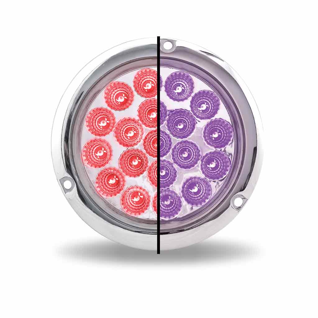 4" Dual Revolution Red Stop, Turn & Tail to Purple Auxiliary LED Light with Flange Mount