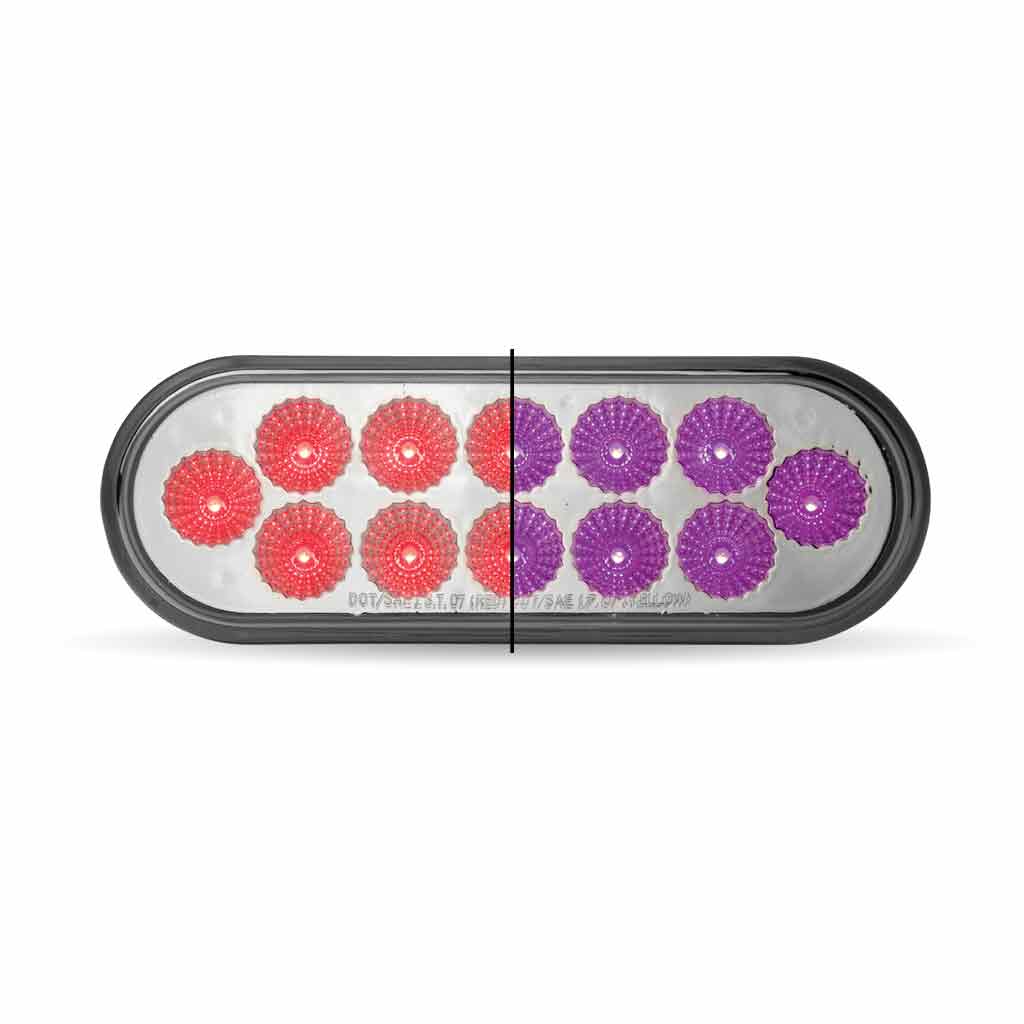 Dual Revolution Red Stop, Turn & Tail to Purple Auxiliary LED Oval Light