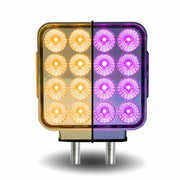 Dual Revolution Clear Amber / Clear Red Turn Signal & Marker to Purple Auxiliary LED Double Face Fender Light with Chrome Reflector