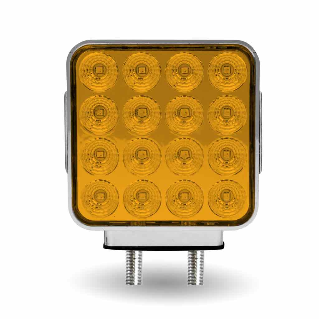 Amber / Red Turn Signal & Marker LED Double Face Fender Light with Chrome Reflector